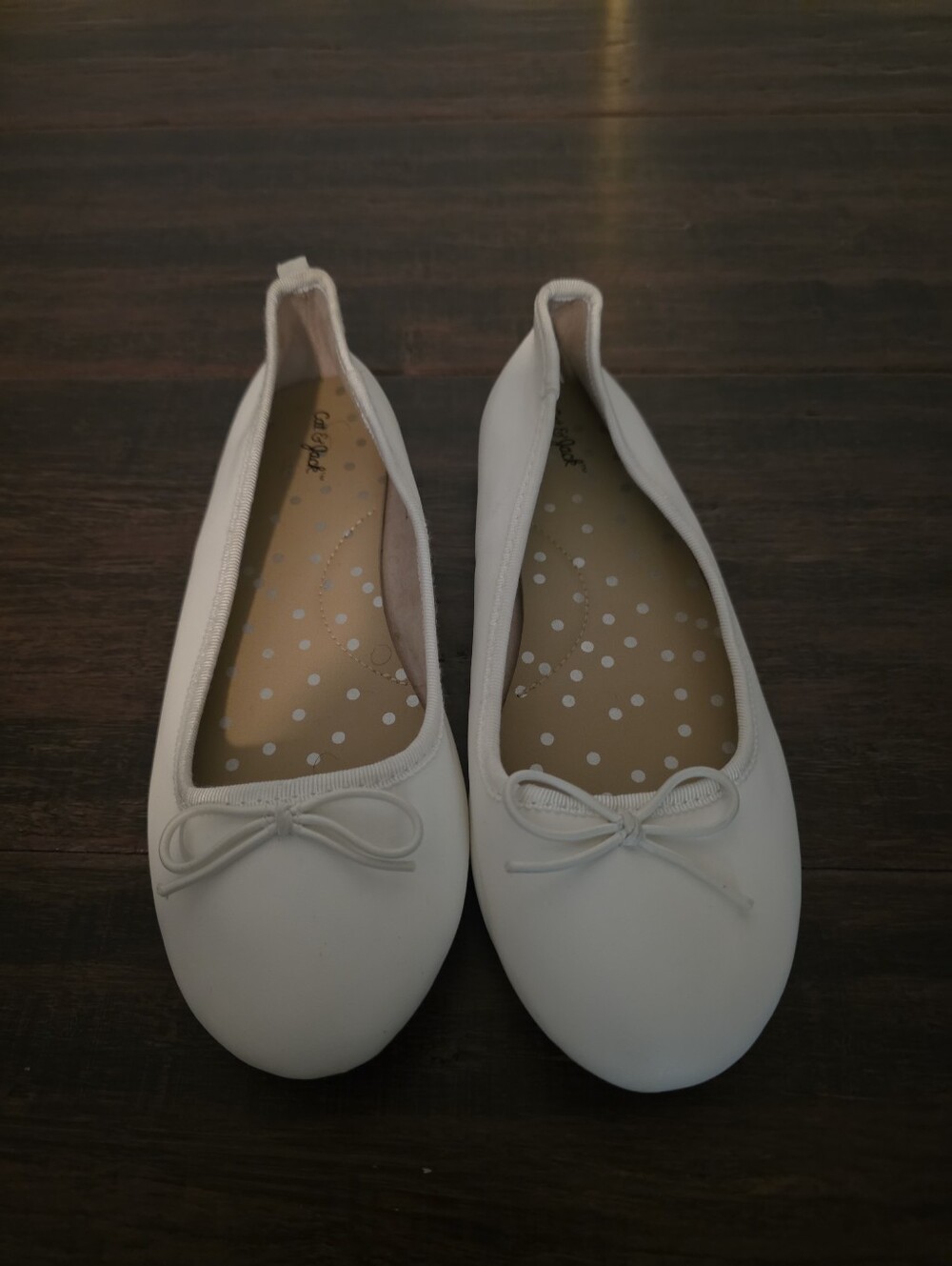 Cat & Jack White Slip-On Flat with Tan Sole